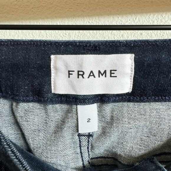 Frame Dark Blue Denim Le One Flare High Rise Jeans Women's 2 NWT - Picture 3 of 6